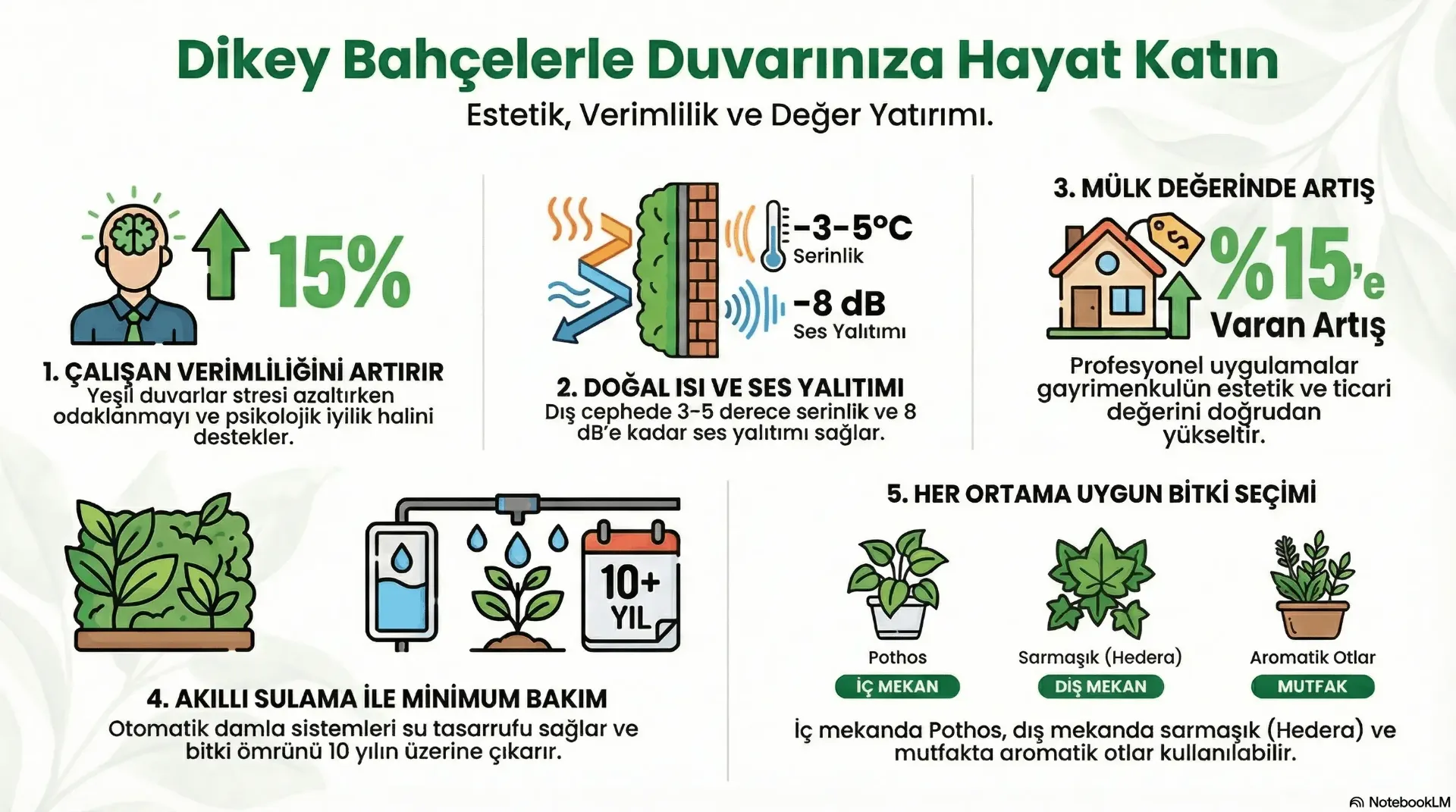 Dikey bahçe kurulumu infografik